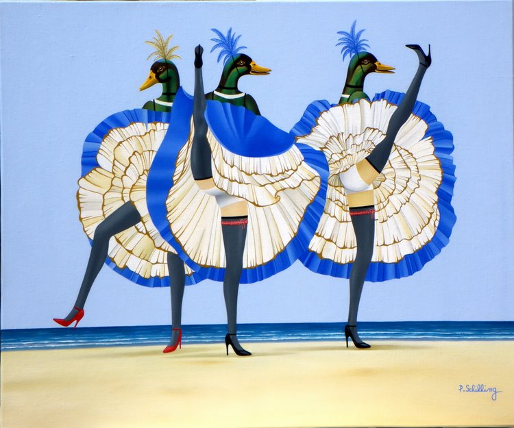 Patrick SCHILLING - French Cancan sans Couac. 20F.Al.Huile sur toile Patrick SCHILLING - French Cancan sans Couac. 20F.Al.Huile sur toile