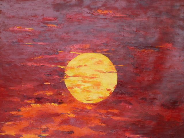 Paulette NEE - soleil couchant 54 X 65 cm Huile sur toile Paulette NEE - soleil couchant 54 X 65 cm Huile sur toile