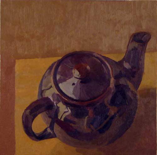 Peter HOPKER - Théière (10/07), 30.5 x 31 cm, huile sur bois. Peter HOPKER - Théière (10/07), 30.5 x 31 cm, huile sur bois.