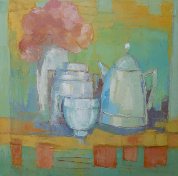 REGINE PIVIER-ATTOLINI - La grosse théhière 80x80 cm - 2010 - Huile sur toile REGINE PIVIER-ATTOLINI - La grosse théhière 80x80 cm - 2010 - Huile sur toile
