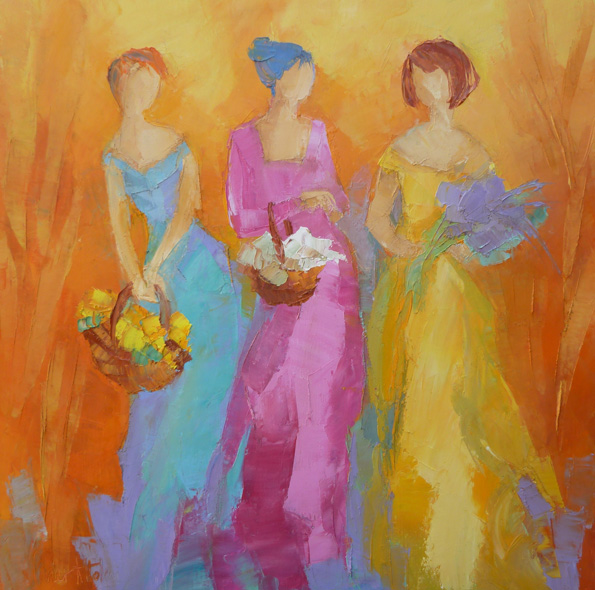 REGINE PIVIER-ATTOLINI - Eté en fleurs 80x80 cm - 2010 - Huile sur toile REGINE PIVIER-ATTOLINI - Eté en fleurs 80x80 cm - 2010 - Huile sur toile