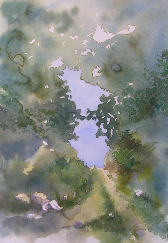 Renaud PREGALDINY - Le chemin - 20 x 30 cm - 2007 - Aquarelle Renaud PREGALDINY - Le chemin - 20 x 30 cm - 2007 - Aquarelle