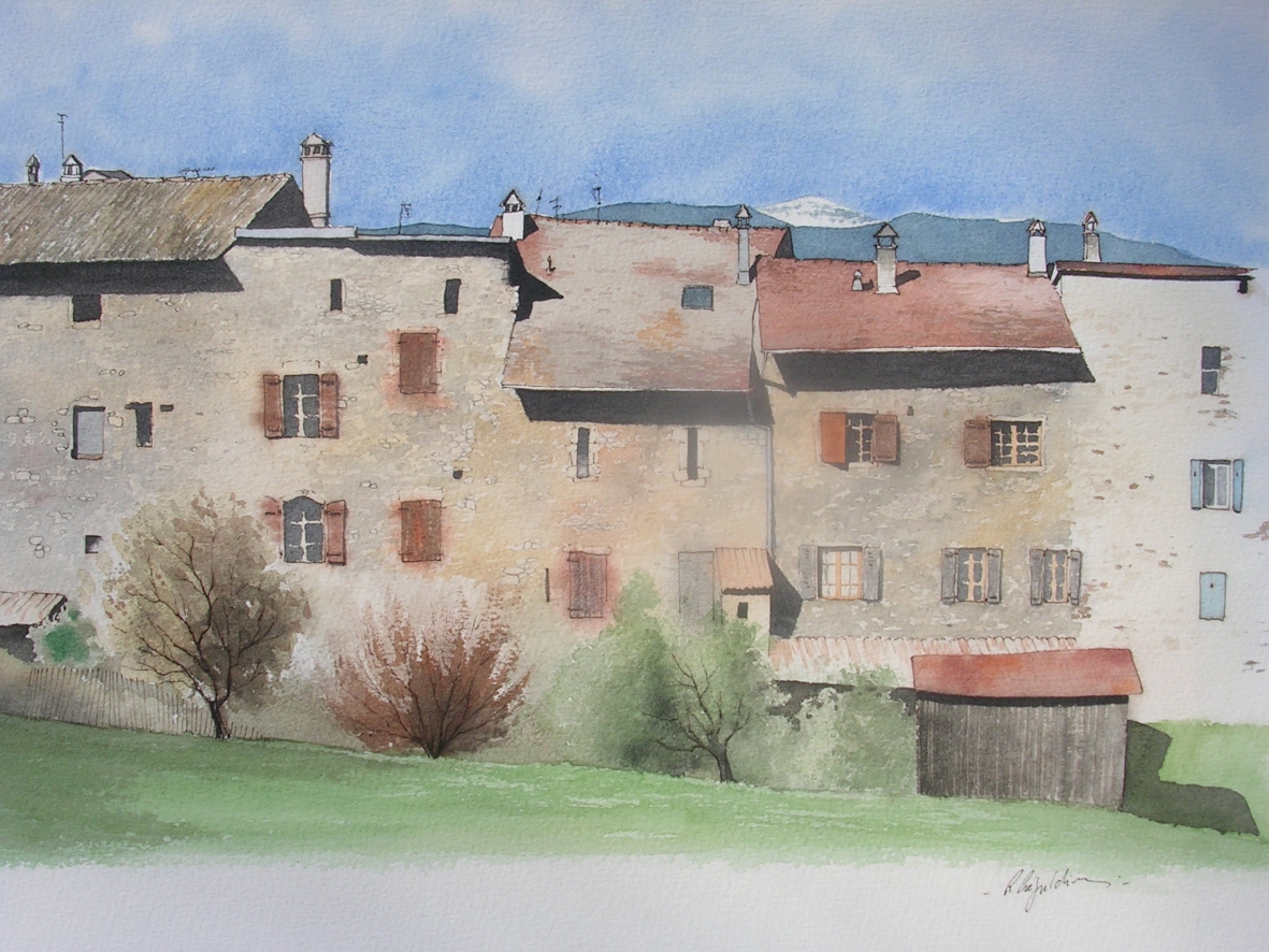 Renaud PREGALDINY - Yvoire - 36 x 50 cm - 2000 - Aquarelle Renaud PREGALDINY - Yvoire - 36 x 50 cm - 2000 - Aquarelle