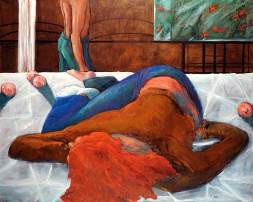 SOPHIE FAY - Poissons rouges,. acrylique sur toile, 135 / 160 cm, 2008 SOPHIE FAY - Poissons rouges,. acrylique sur toile, 135 / 160 cm, 2008