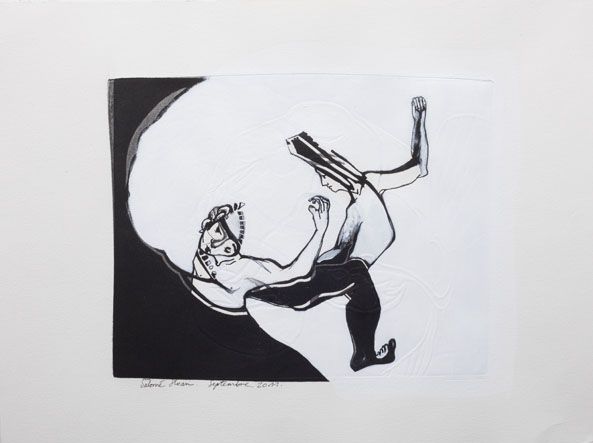 Salomé SLOAN - Culbutes des furies, 40 X 30, 2011, Gravure, encre et acrylique Salomé SLOAN - Culbutes des furies, 40 X 30, 2011, Gravure, encre et acrylique