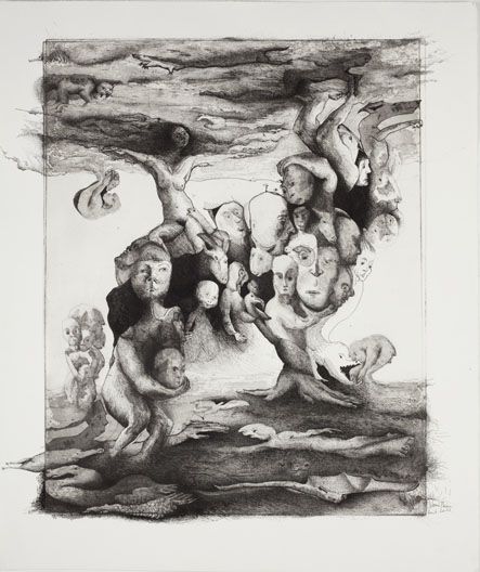 Salomé SLOAN - Full/Foule, 50 X 60 cm, 2011, Gravure et encre Salomé SLOAN - Full/Foule, 50 X 60 cm, 2011, Gravure et encre