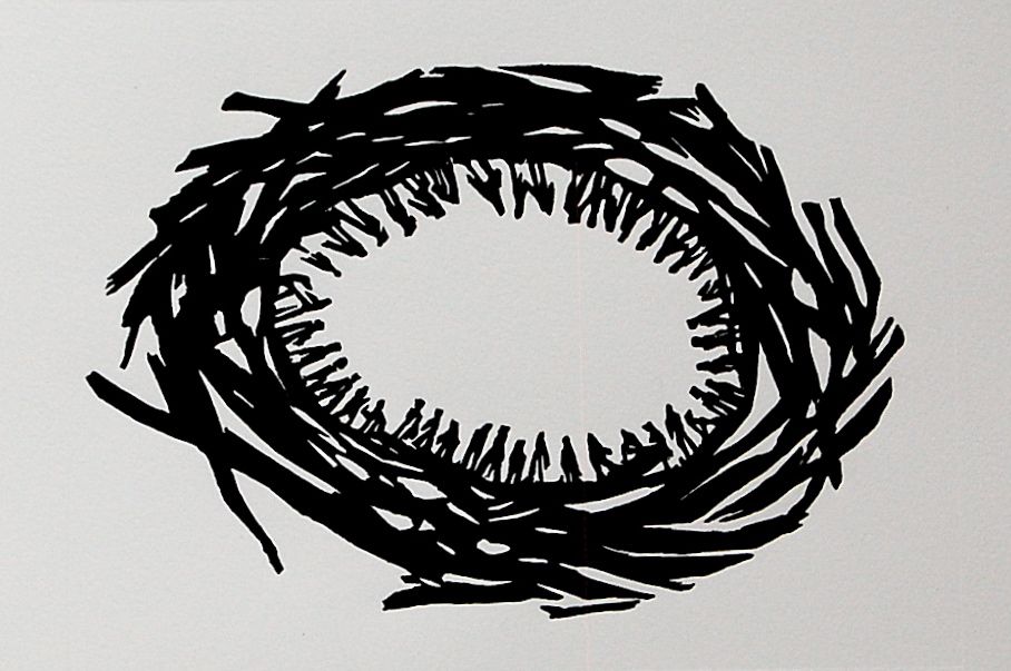 Sébastien KUNTZ - La couronne d'épines, 35 x 29 cm, 2010,gravure sur bois Sébastien KUNTZ - La couronne d'épines, 35 x 29 cm, 2010,gravure sur bois