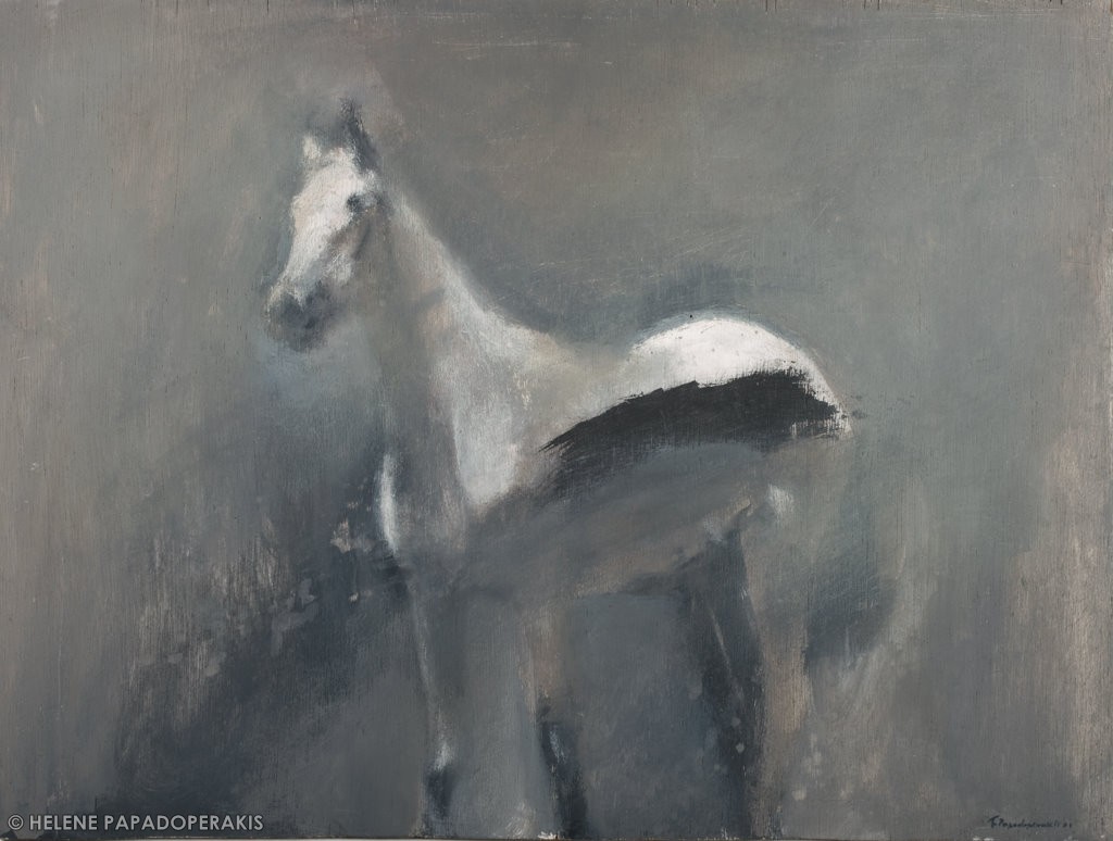 THOMAS PAPADOPERAKIS - Cheval (1998) - 0,45 m x 0,60 m acrylique sur bois THOMAS PAPADOPERAKIS - Cheval (1998) - 0,45 m x 0,60 m acrylique sur bois