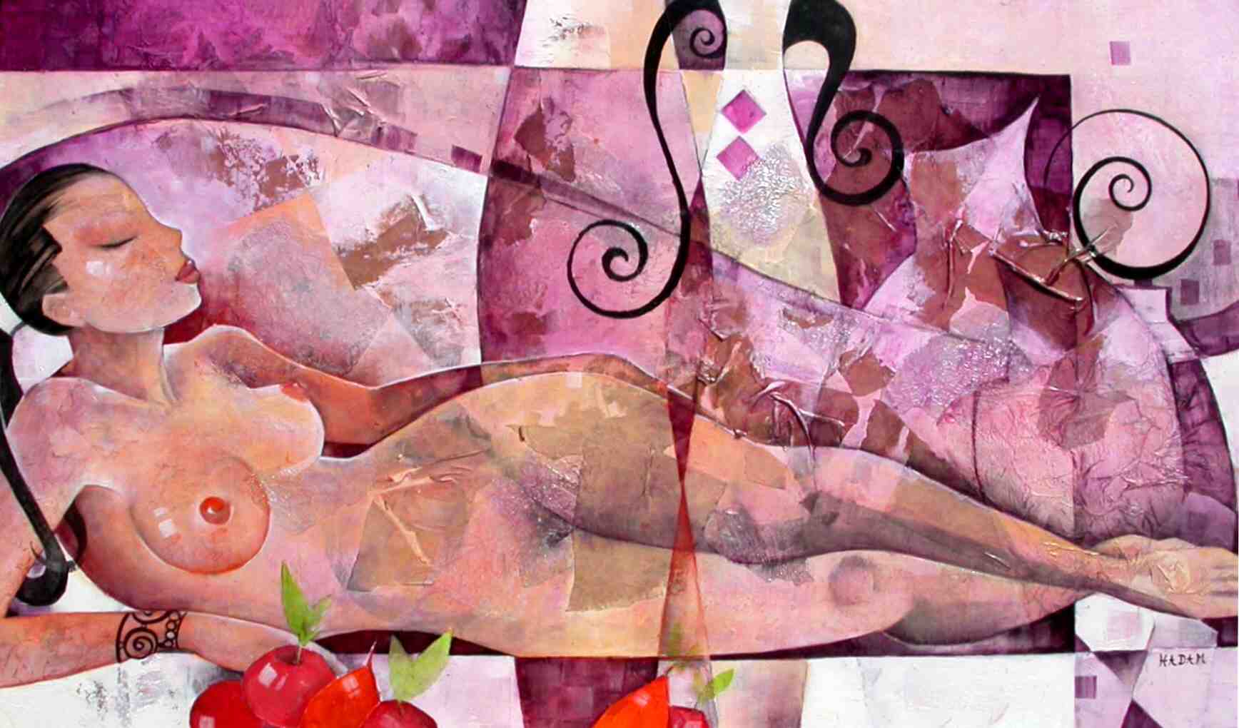 Ute HADAM - Nuit rose 162 x 97cm 2009 Acrylique sur toile Ute HADAM - Nuit rose 162 x 97cm 2009 Acrylique sur toile