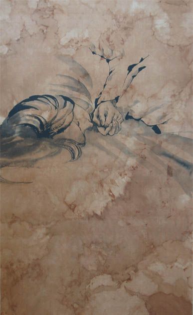 VALERIE HONNART - Silence coquillage, encre sur soie marouflée sur toile, 90 x 150 cm VALERIE HONNART - Silence coquillage, encre sur soie marouflée sur toile, 90 x 150 cm