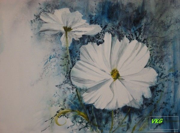 VALERIE KEIRSSCHIETER - COSMOS BLANCS 30 x40 2011 Aquarelle VALERIE KEIRSSCHIETER - COSMOS BLANCS 30 x40 2011 Aquarelle