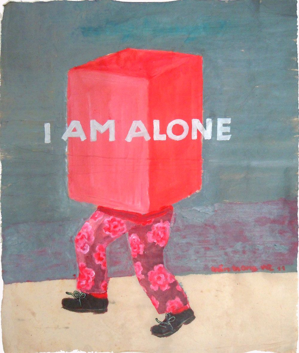 VU TRAN TRONG - I am alone, acrylique sur papier. VU TRAN TRONG - I am alone, acrylique sur papier.
