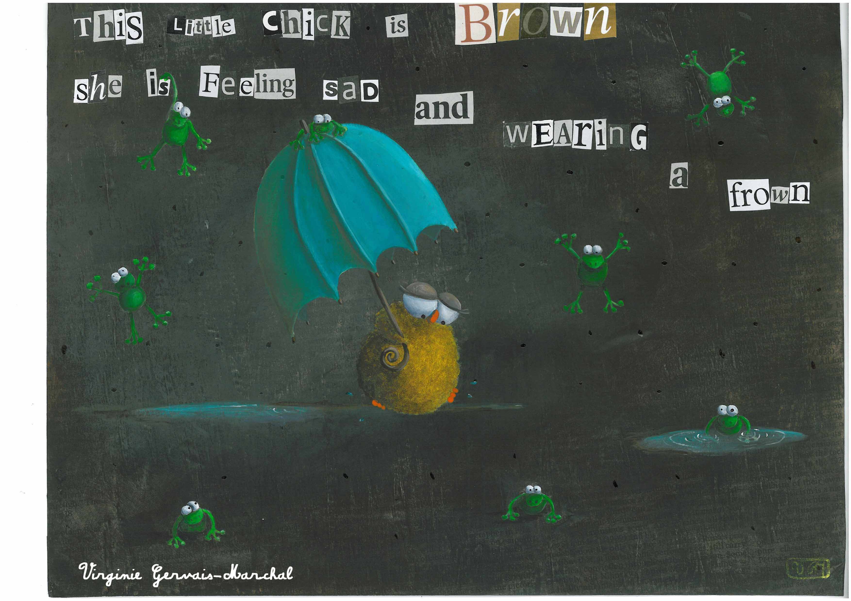 Virginie Gervais-Marchal - Illustration de comptine anglo-saxone, format A4, acrylique sur journal Virginie Gervais-Marchal - Illustration de comptine anglo-saxone, format A4, acrylique sur journal