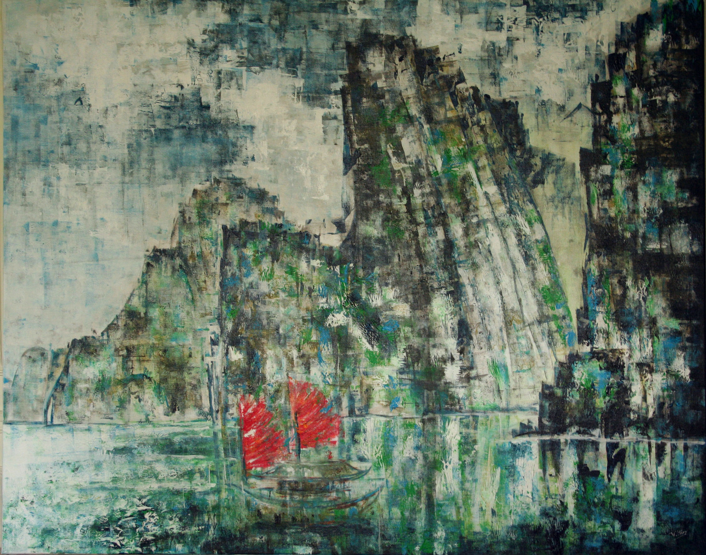 Virginie Héry - LES VOILES ROUGES, 2010, 120x150cm: acrylique sur toile Virginie Héry - LES VOILES ROUGES, 2010, 120x150cm: acrylique sur toile