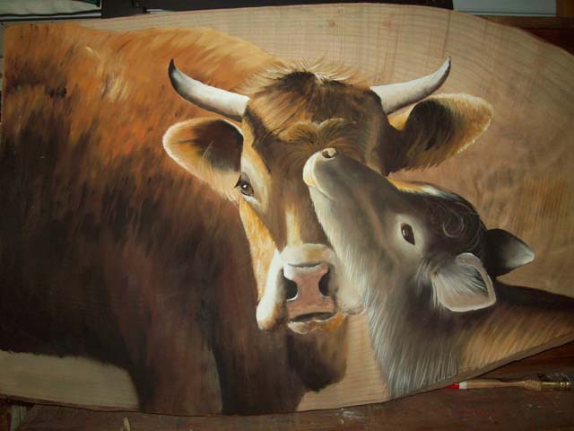 anne hudry - vache et veau, 75x45cm, 2010, t.mixte sur bois anne hudry - vache et veau, 75x45cm, 2010, t.mixte sur bois
