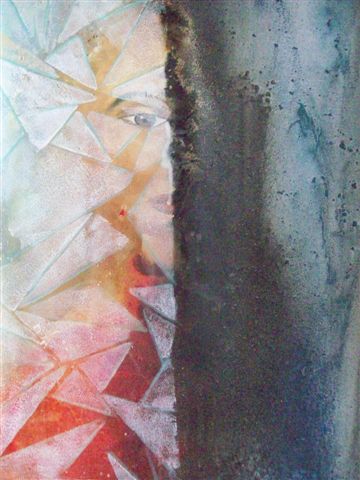 anne hudry - poupée mur de verre, 60x40, 2008, t.mixte et verre sur toile anne hudry - poupée mur de verre, 60x40, 2008, t.mixte et verre sur toile