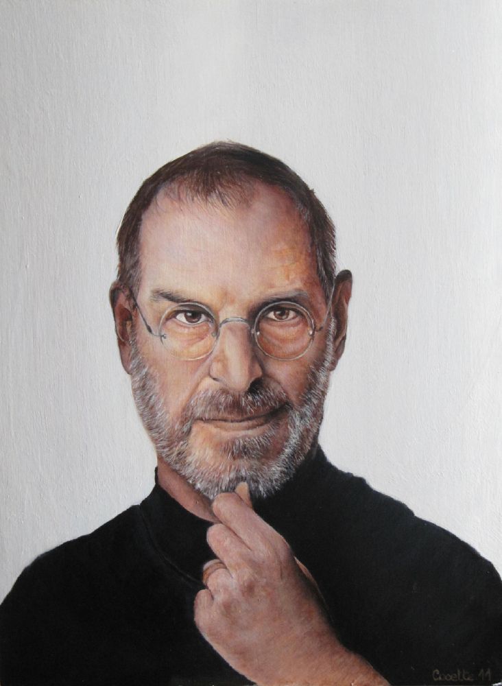cosette patarot - Steve Jobs, portrait à l'huile sur tilleul - 30/40 cm (2011) cosette patarot - Steve Jobs, portrait à l'huile sur tilleul - 30/40 cm (2011)
