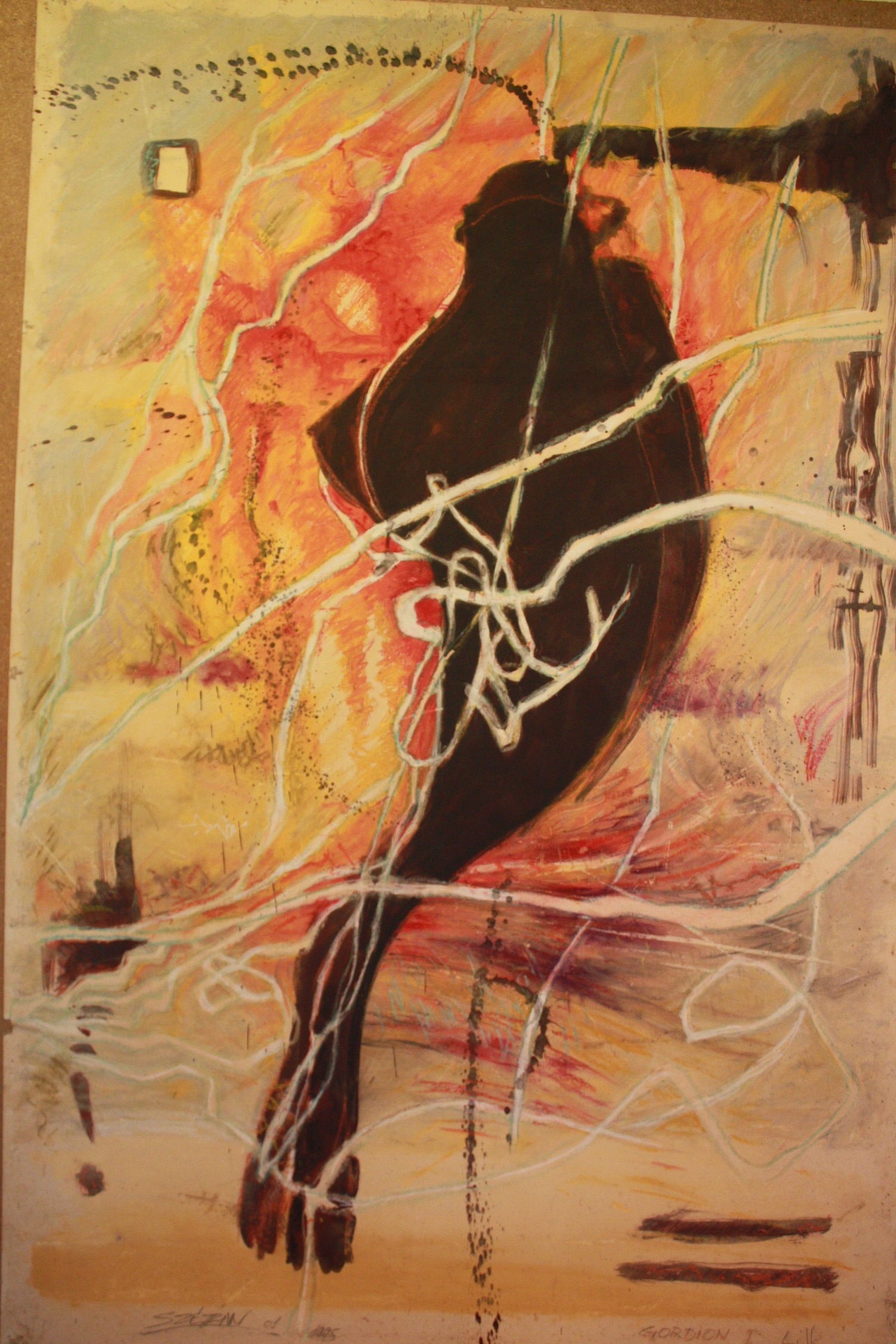 gabriel szeles - 1ere version, 1,30x 90, mixte sur papier marouflé gabriel szeles - 1ere version, 1,30x 90, mixte sur papier marouflé