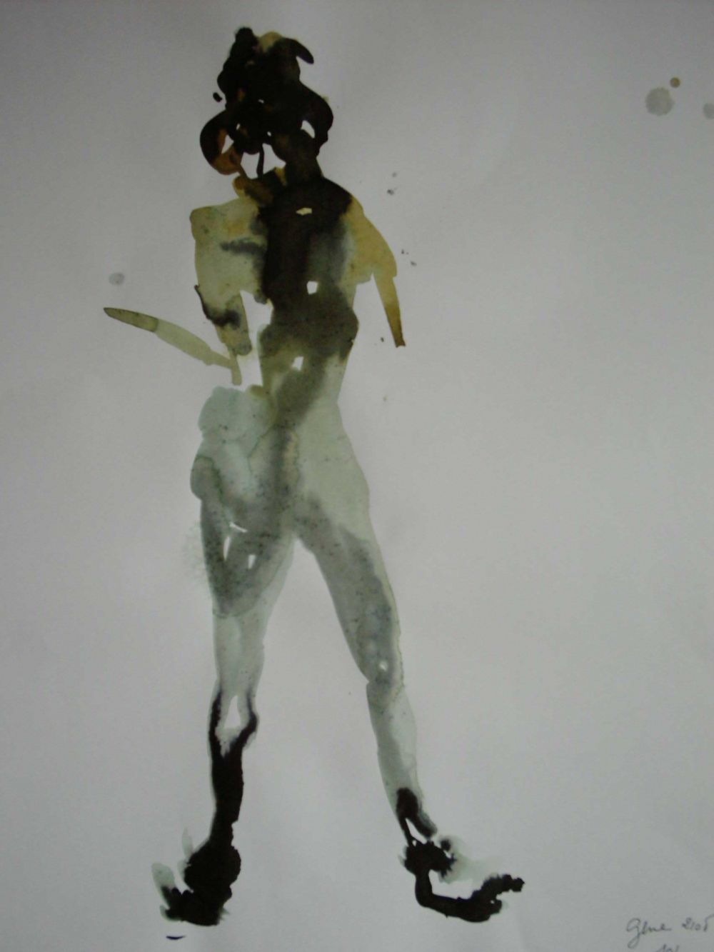 genevieve Bonnet-Cadith - entre deux maux, lavis encre brune rehaussé d'aquarelle sur papier format raisin genevieve Bonnet-Cadith - entre deux maux, lavis encre brune rehaussé d'aquarelle sur papier format raisin