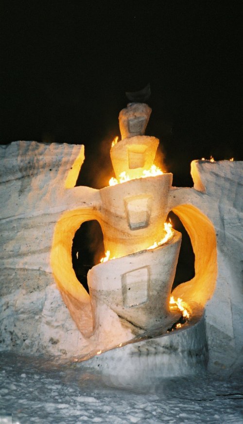Guy Lafond - Tour de Babel, 5 m, neige et feu, taille directe Guy Lafond - Tour de Babel, 5 m, neige et feu, taille directe