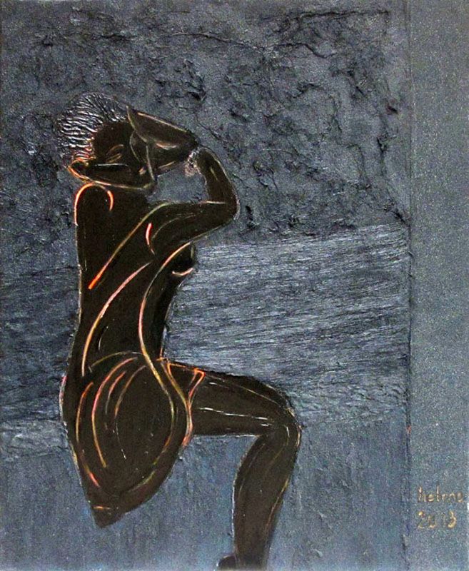 helene david - jeté cambré, (80x80) sable-vinylique helene david - jeté cambré, (80x80) sable-vinylique