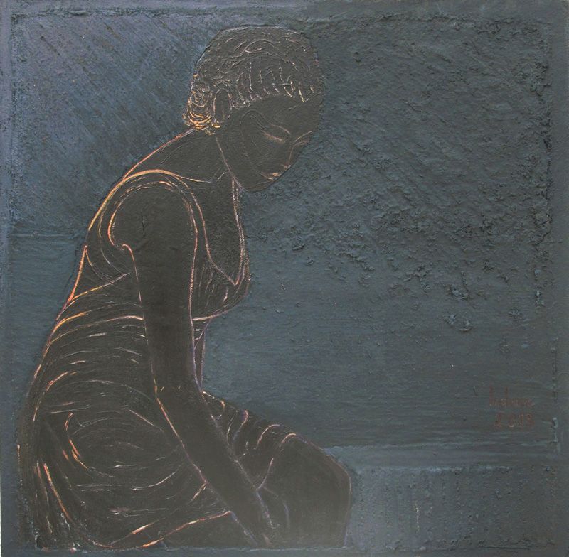 helene david - nonchalance, (60x60) huile sur toile helene david - nonchalance, (60x60) huile sur toile