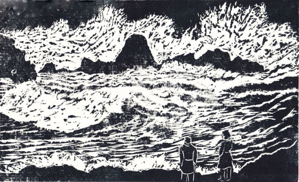 michelle boucard - vagues 15 x25 gravure sur lino michelle boucard - vagues 15 x25 gravure sur lino