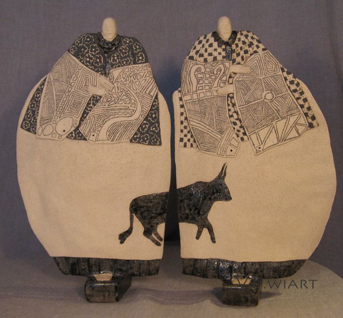 veronique WIART - couple au taureau,45cm,2008, grès émaillé veronique WIART - couple au taureau,45cm,2008, grès émaillé