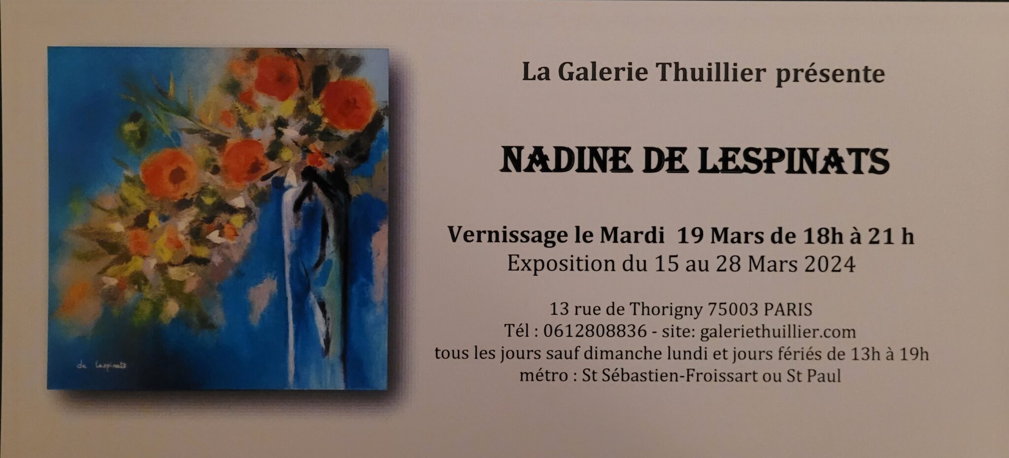 Exposition Galerie Thuilllier PARIS