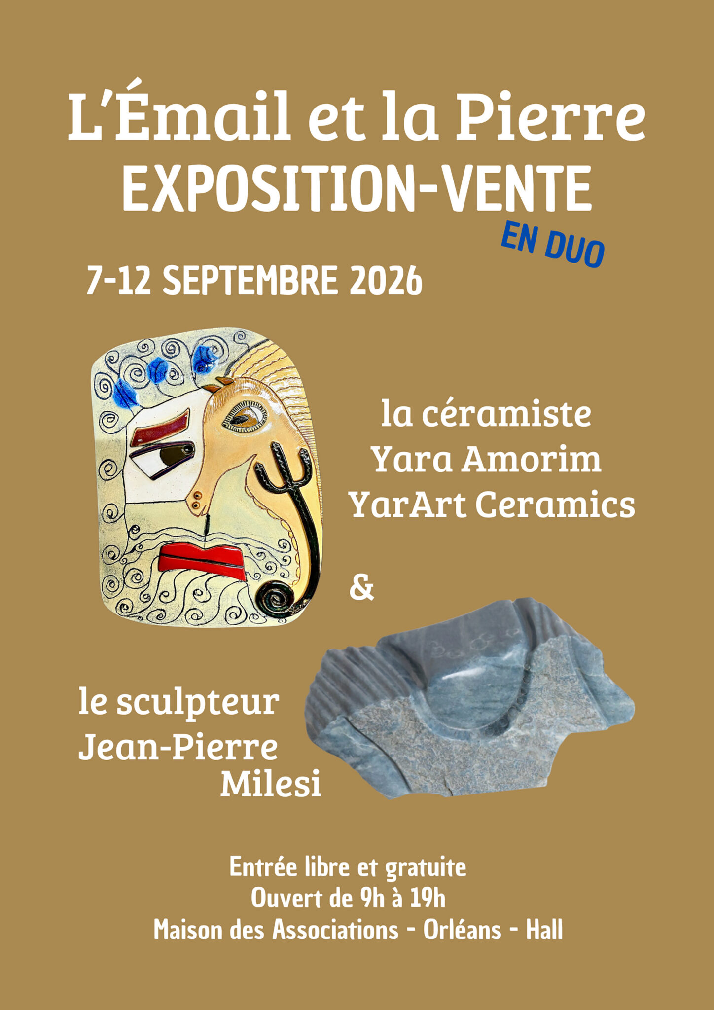 "L'Email et la Pierre", Exposition, Maison des Associations d'Orléans, 7 au 12 septembre 2026