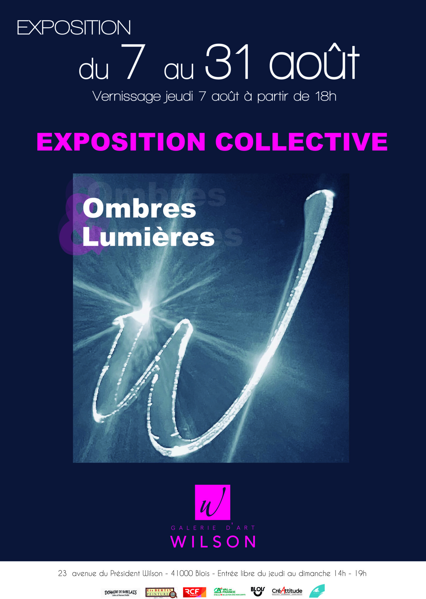 Exposition « Ombres et lumières », Août 2025, Galerie d’Art Wilson, Blois.