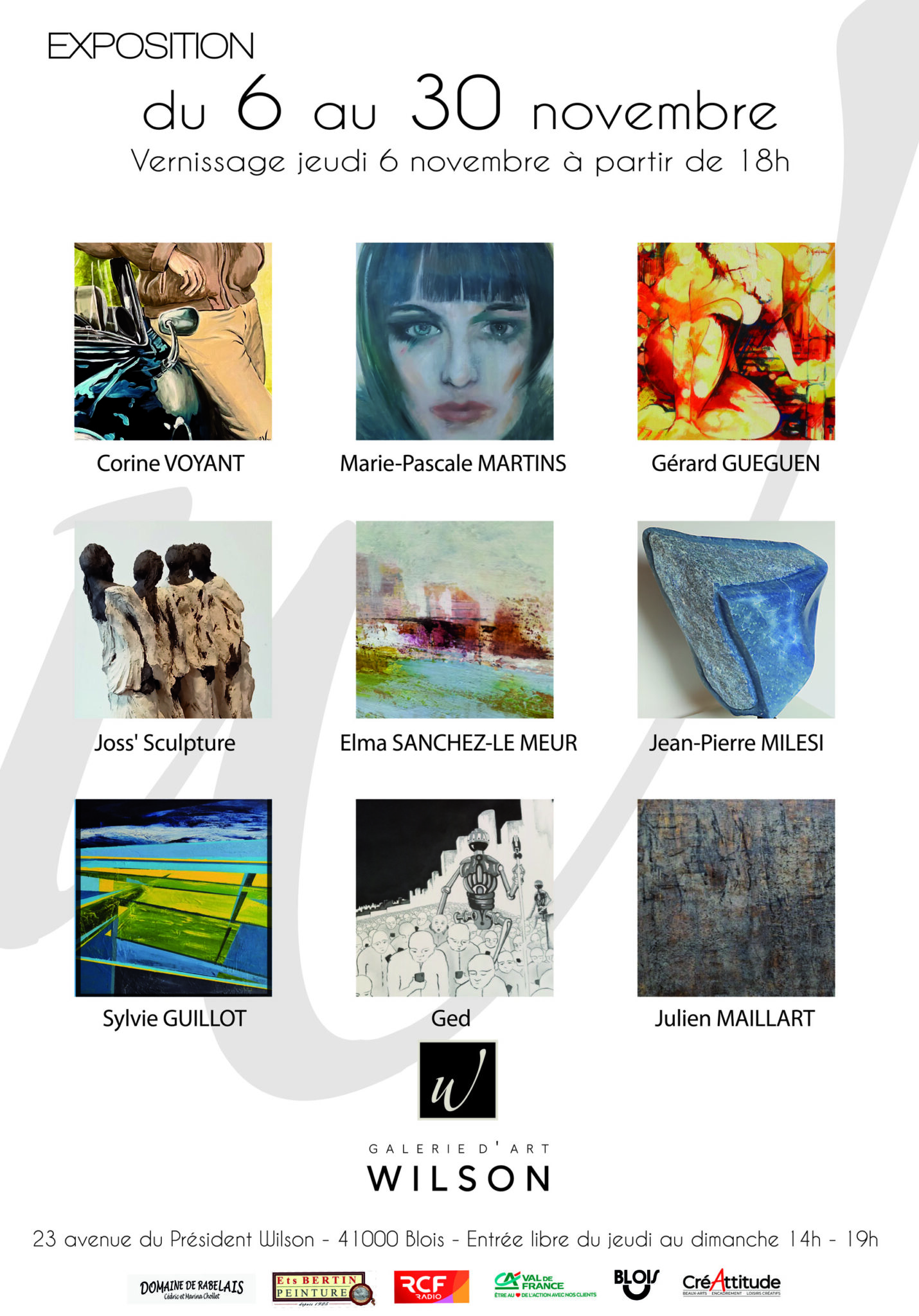 Exposition à 9, Galerie d’Art Wilson, Blois 6-30 Novembre 2025