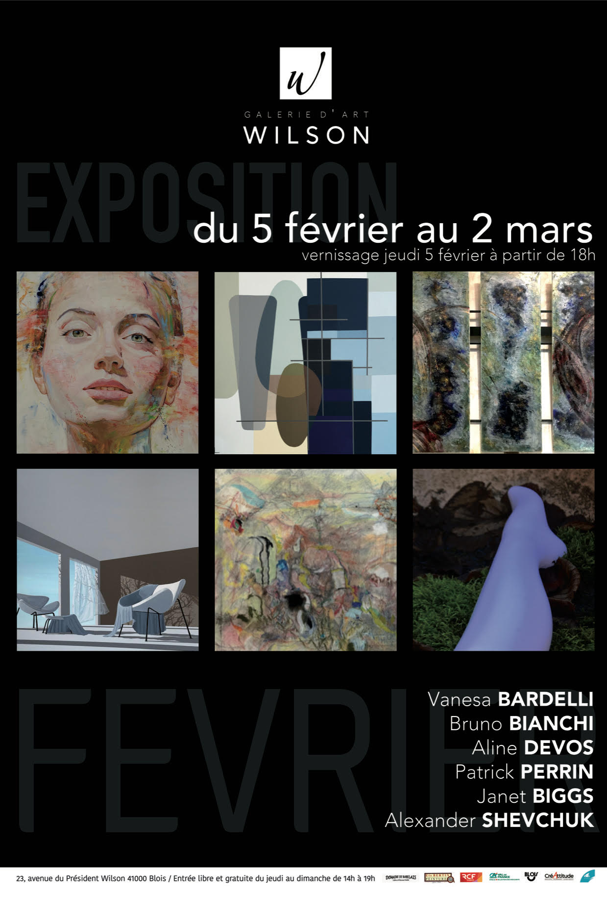 Exposition à 6, Galerie d’Art Wilson, Blois  5 Février-2 Mars 2026