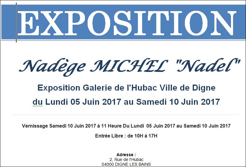 EXPOSITION DIGNE LES BAINS GALERIE DE L' HUBAC
