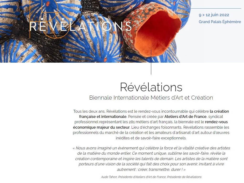 REVELATIONS, Biennale Internationale des Métiers d'Art et de la Création.