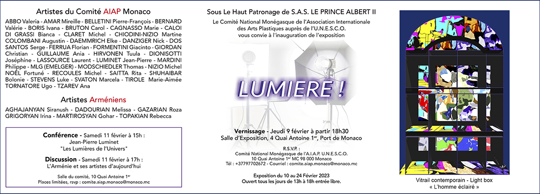 Exposition collective sur le thème de la LUMIERE à Monaco