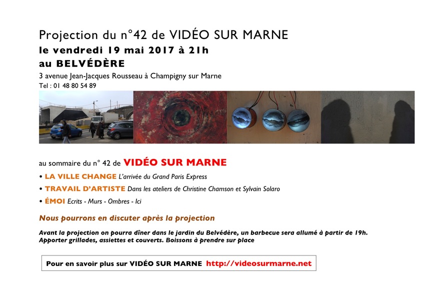 Projection du n°42 de Vidéo sur Marne''Travail d'artiste:Dans les ateliers de Christine Chamson et Sylvain Solaro"