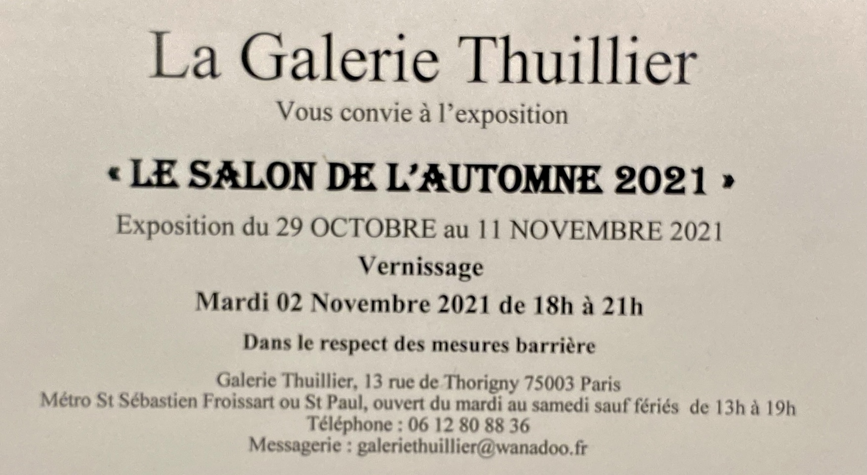 Salon d'Automne de la Galerie Thuillier