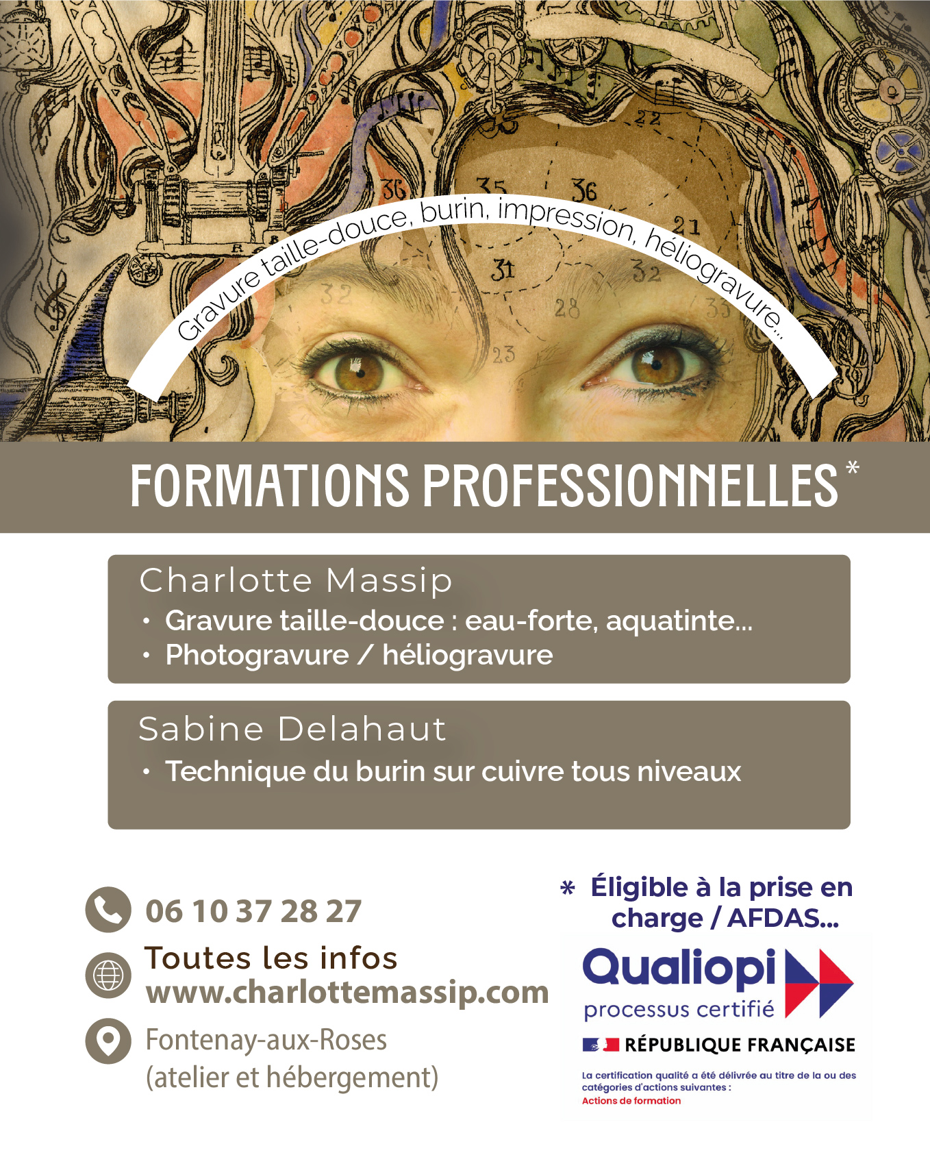 Formations professionnelles en  Héliogravure-GRAVURE taille-douce- BURIN sur cuivre. Ogranisme certifié Qualiopi