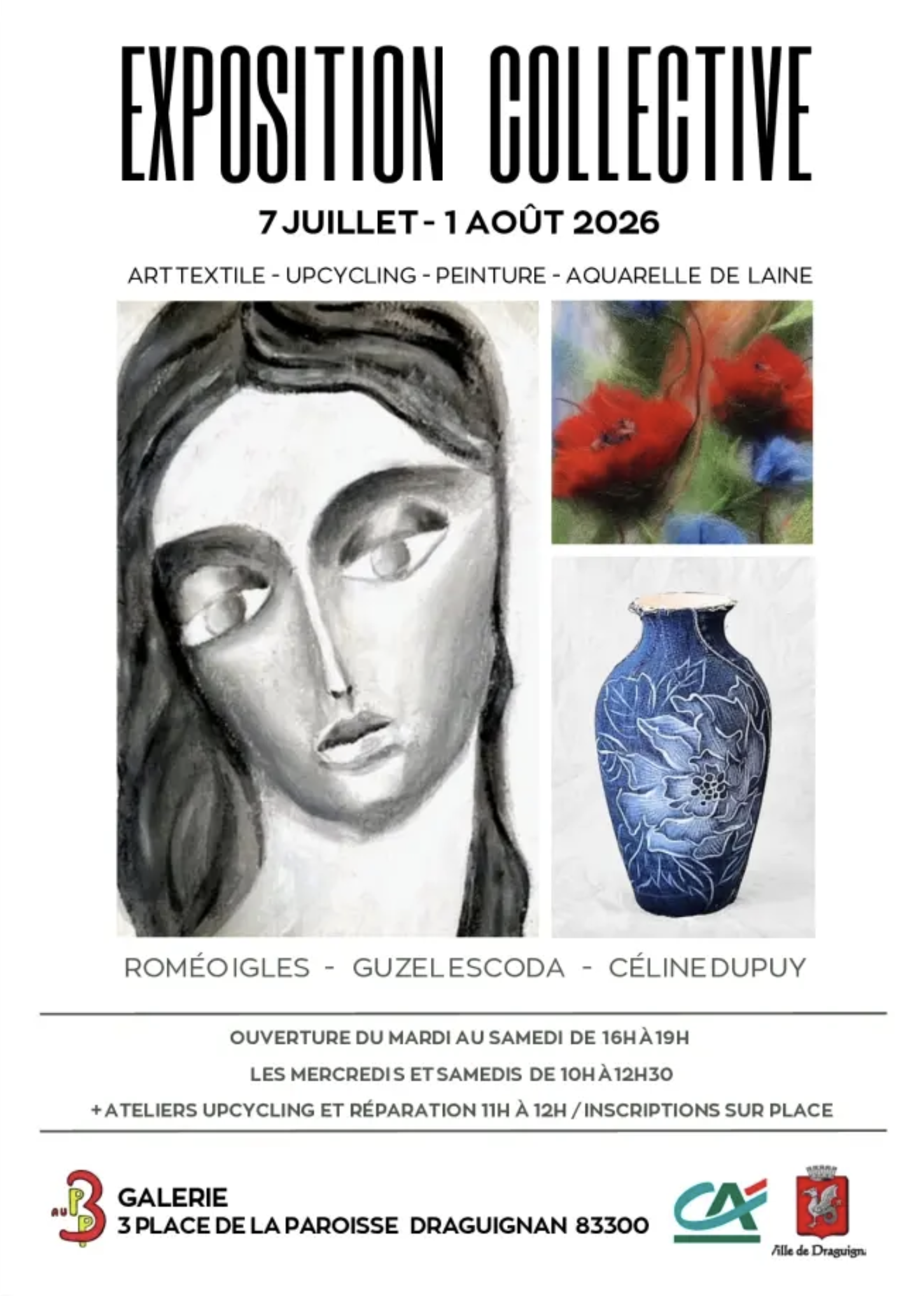 Exposition Collective - Roméo IGLES, Guzel ESCODA et Céline DUPUY