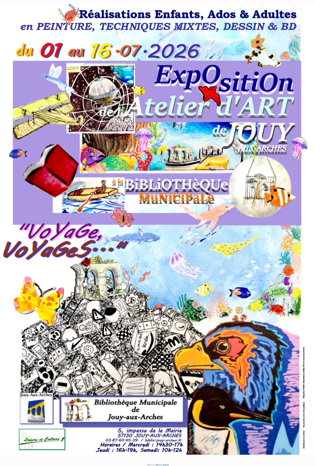 "VOYAGE, VOYAGES..." , EXPOSITION DE L'ATELIER D'ART DE Jouy,  juillet 2026