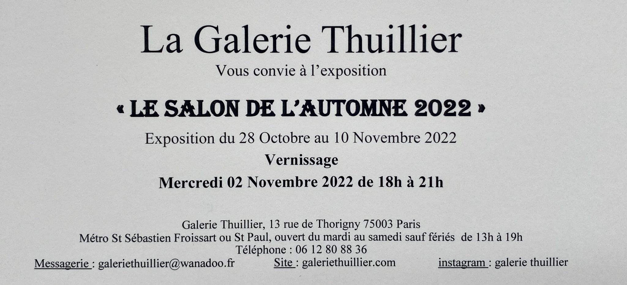 Galerie Thuillier, Salon d'Automne 2022