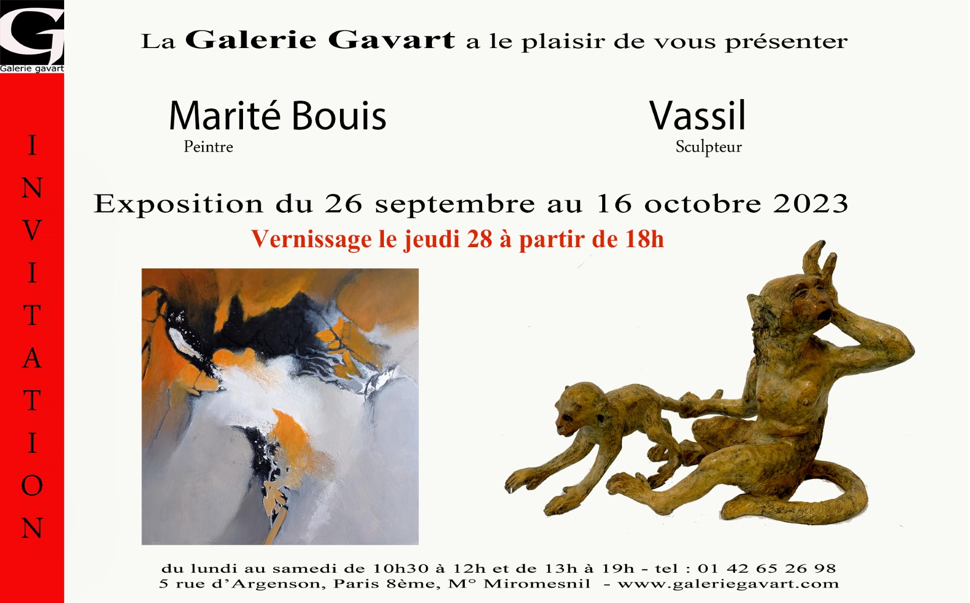 Sculptures animalières Jean Vassil et peintures Marité Bouis "au fil de l'encre"