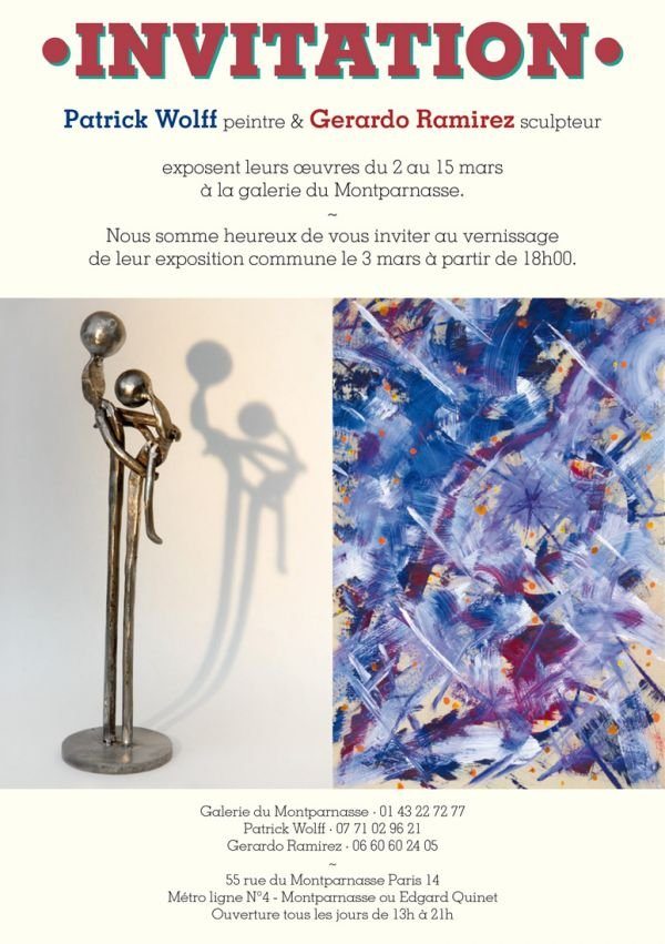 Exposition peintures et sculptures Galerie du Montparnasse Paris 75014