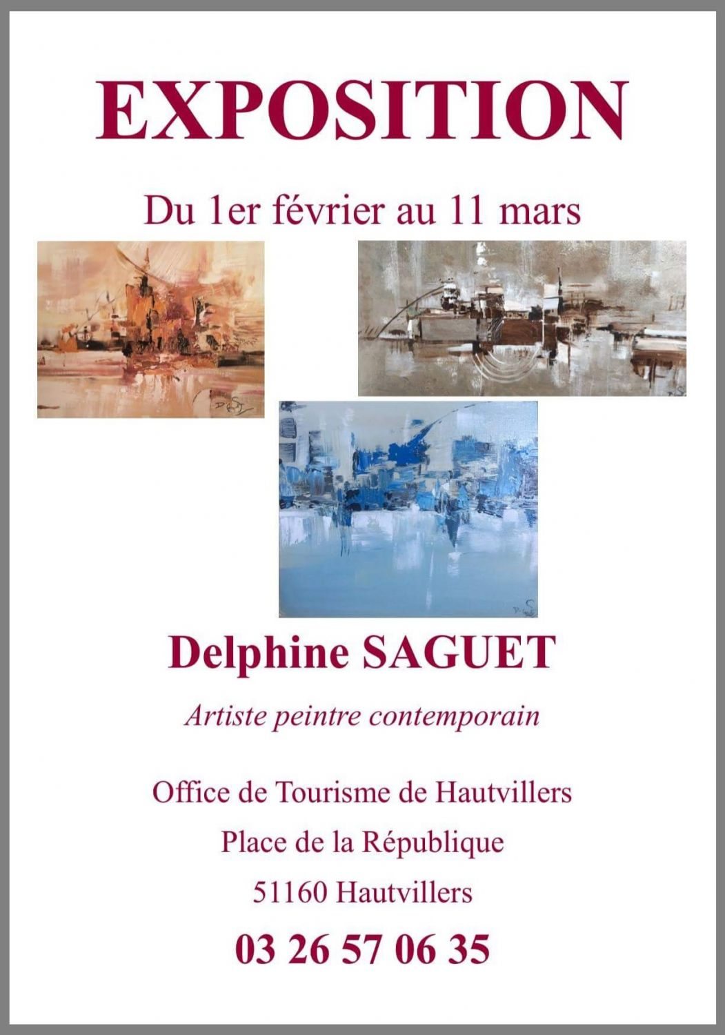 Exposition toiles contemporaines de Delphine Saguet