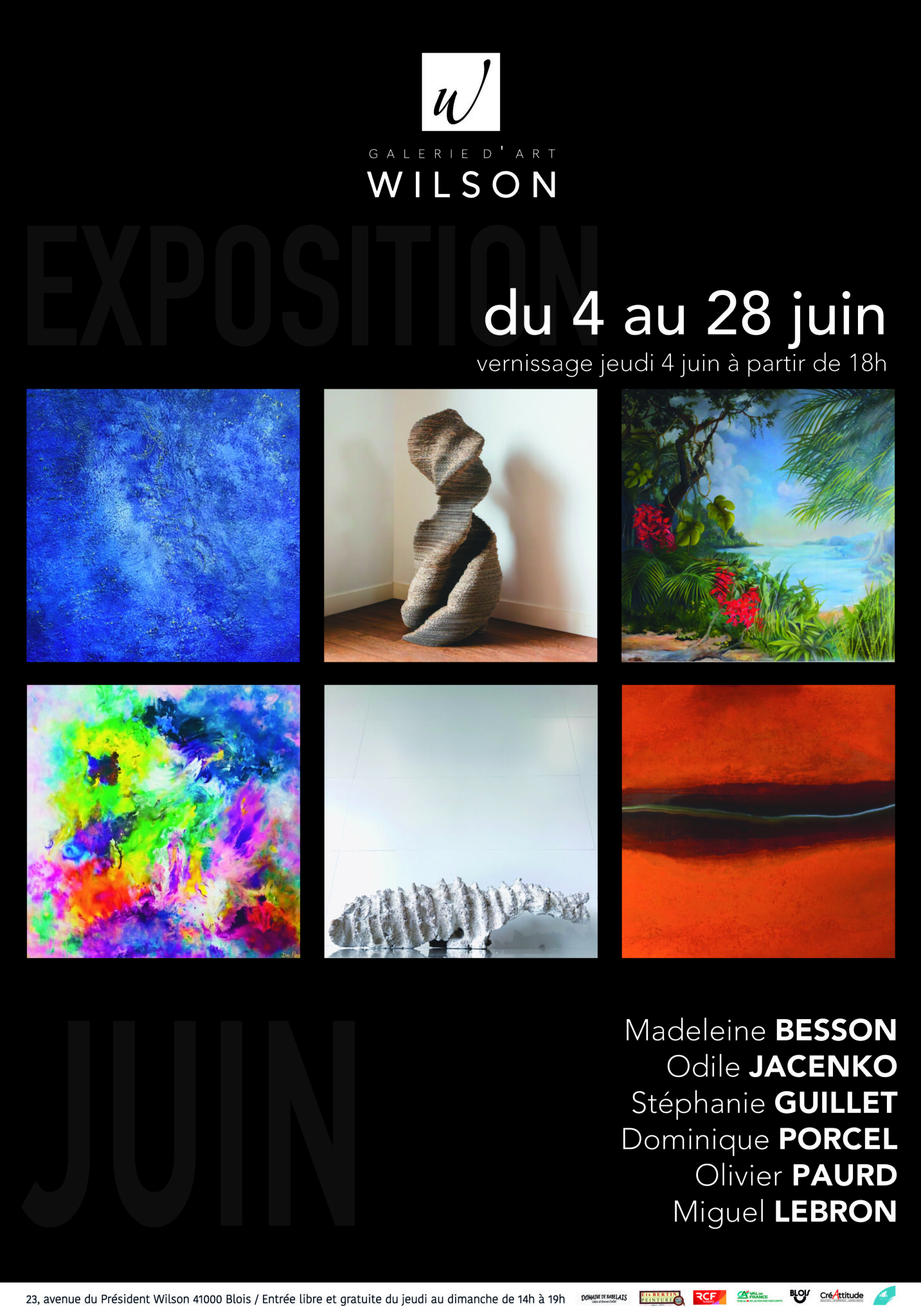 Exposition de Juin 2026 à la Galerie d’Art Wilson, Blois