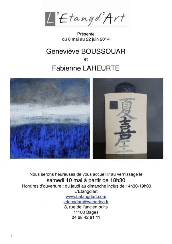 L'Etangd'art présente Geneviève BOUSSOUAR   et   Fabienne LAHEURTE