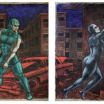 « Asphalt Jungle », 2017. Diptyque, acrylique sur toile, 2 toiles de 3m X 2.10m