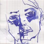 portrait regard de femme encre