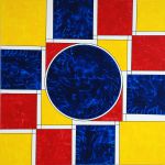 Carrés cercle rouge jaune bleu